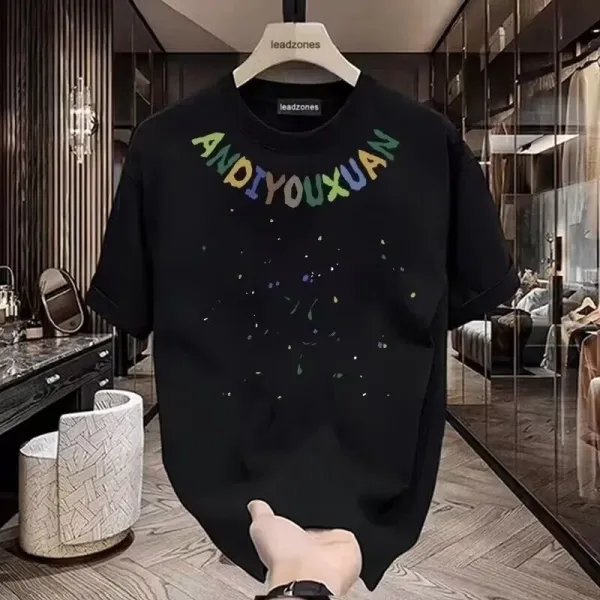 Design Leadzones Andiyouxuan Multicolor Graphic Print Black T-Shirt T-Shirts - 5