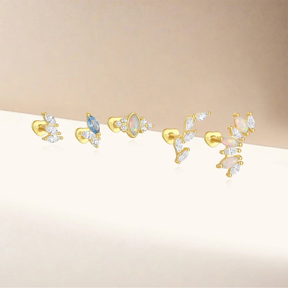 Design Opal Marquise Heart Back Earring Gold Jewelry - 11