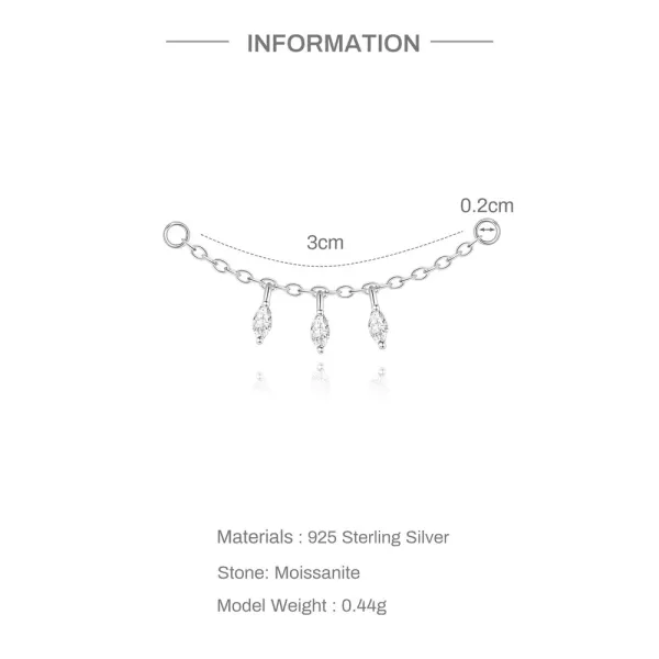 Design Marquise Cut Crystal Chain Necklace Silver Jewelry - 12