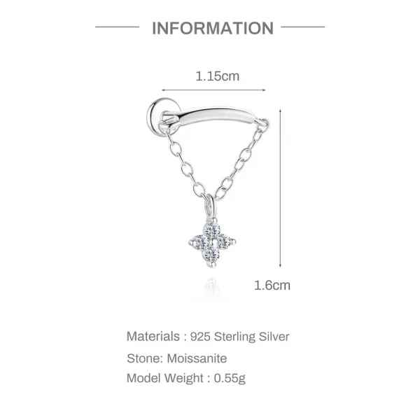 Design S925 Sterling Silver Cross Pendant Ear Cuff Jewelry - 12