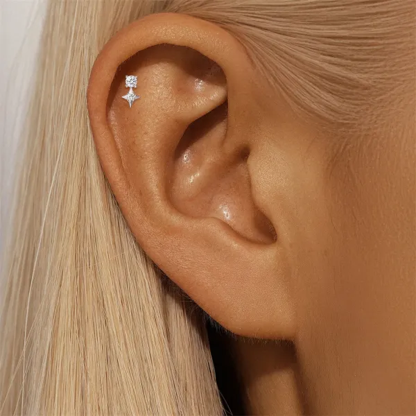 Design S925 Sterling Silver Cross Pendant Ear Cuff Jewelry - 18