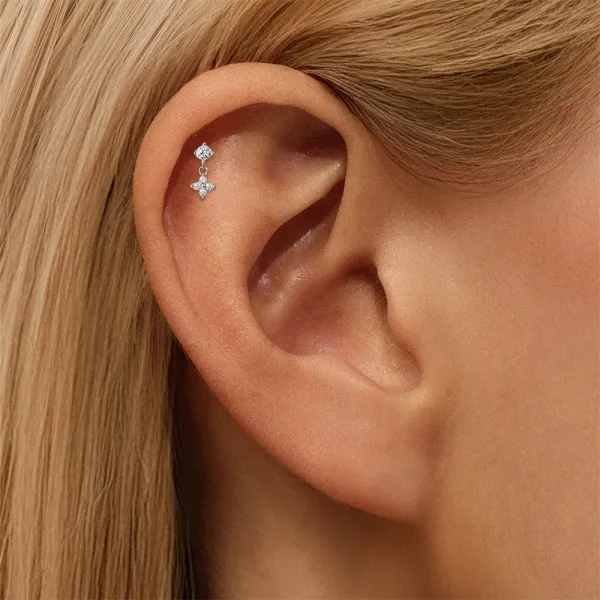 Design S925 Sterling Silver Cross Pendant Ear Cuff Jewelry - 37