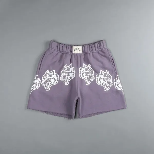 Wolves Club Wolf Head Print Black Shorts - 17