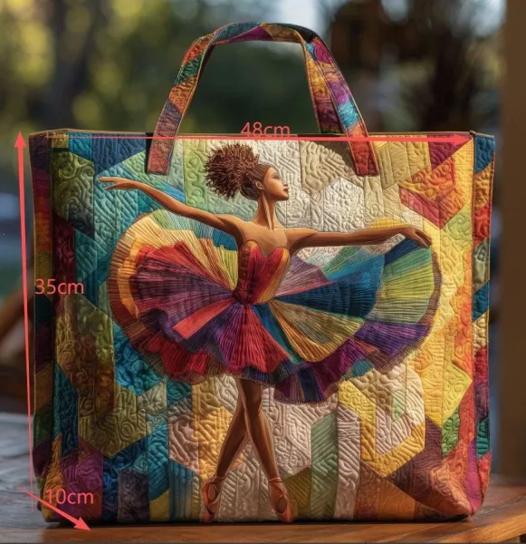 Design Embroidered Shamrock Quilted Tote Bag Green - 28
