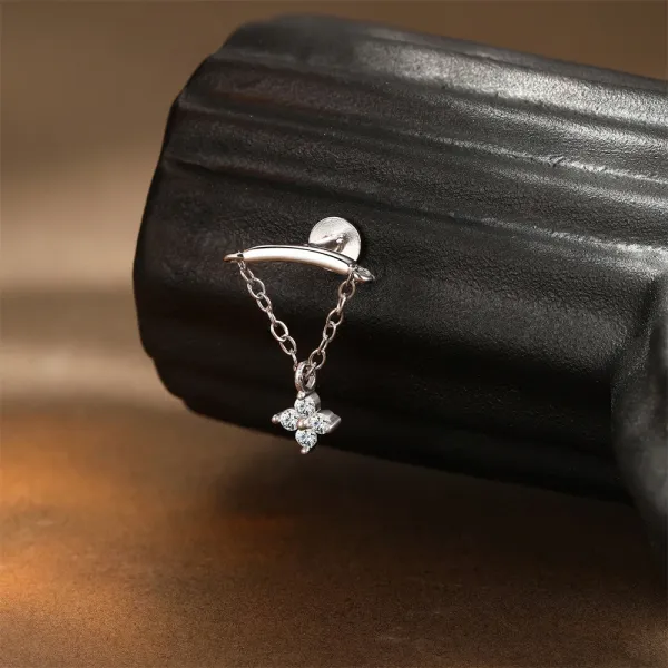 Design S925 Sterling Silver Cross Pendant Ear Cuff Jewelry - 55