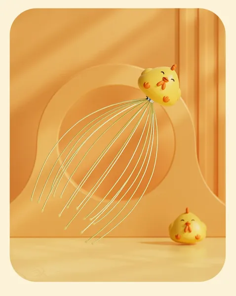 Design Chicken Head Massager Yellow Transparent Packaging Head Massage Tool Electronics - 24