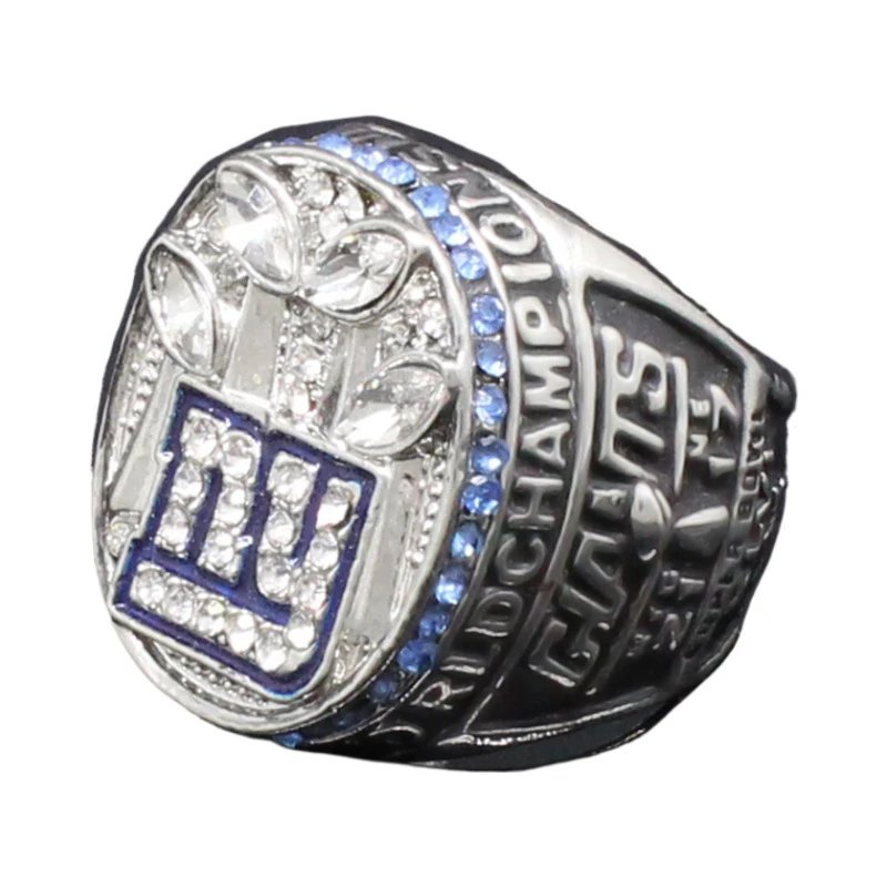 Design New York Giants Championship Ring Silver Blue Crystal Ring Jewelry - 4