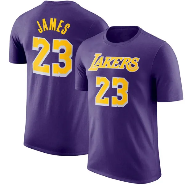 Los Angeles Lakers LeBron James #23 Purple Jersey T-Shirt - 1