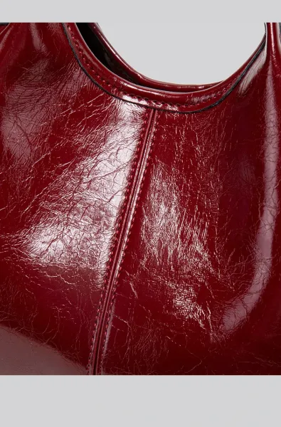 Design Mini Top-Handle Bag with Lock Charm Burgundy Handbag - 23