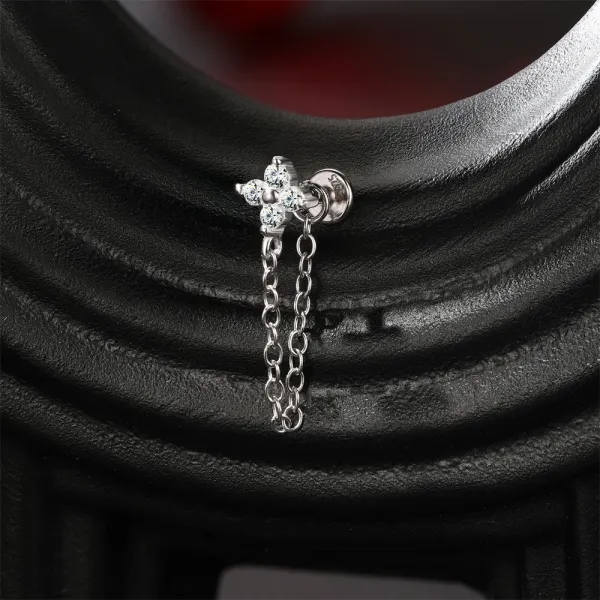Design S925 Sterling Silver Cross Pendant Ear Cuff Jewelry - 69