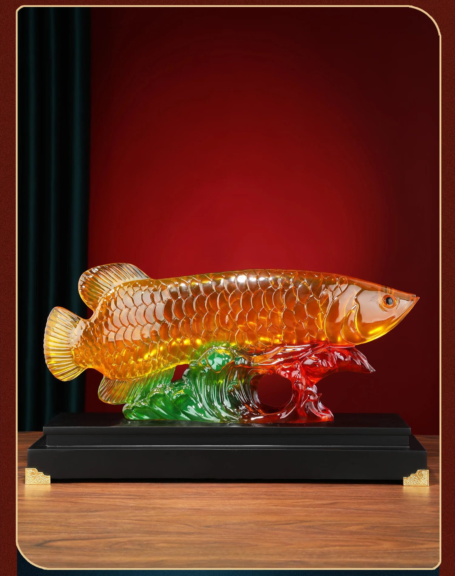 Design Decorative Arowana Fish Figurine Multicolor Resin Ornament Accessories - 5