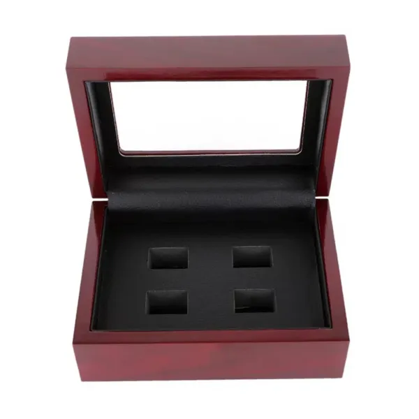 Design Wooden Cufflink Box Burgundy with Black Velvet Interior Jewelry - 1