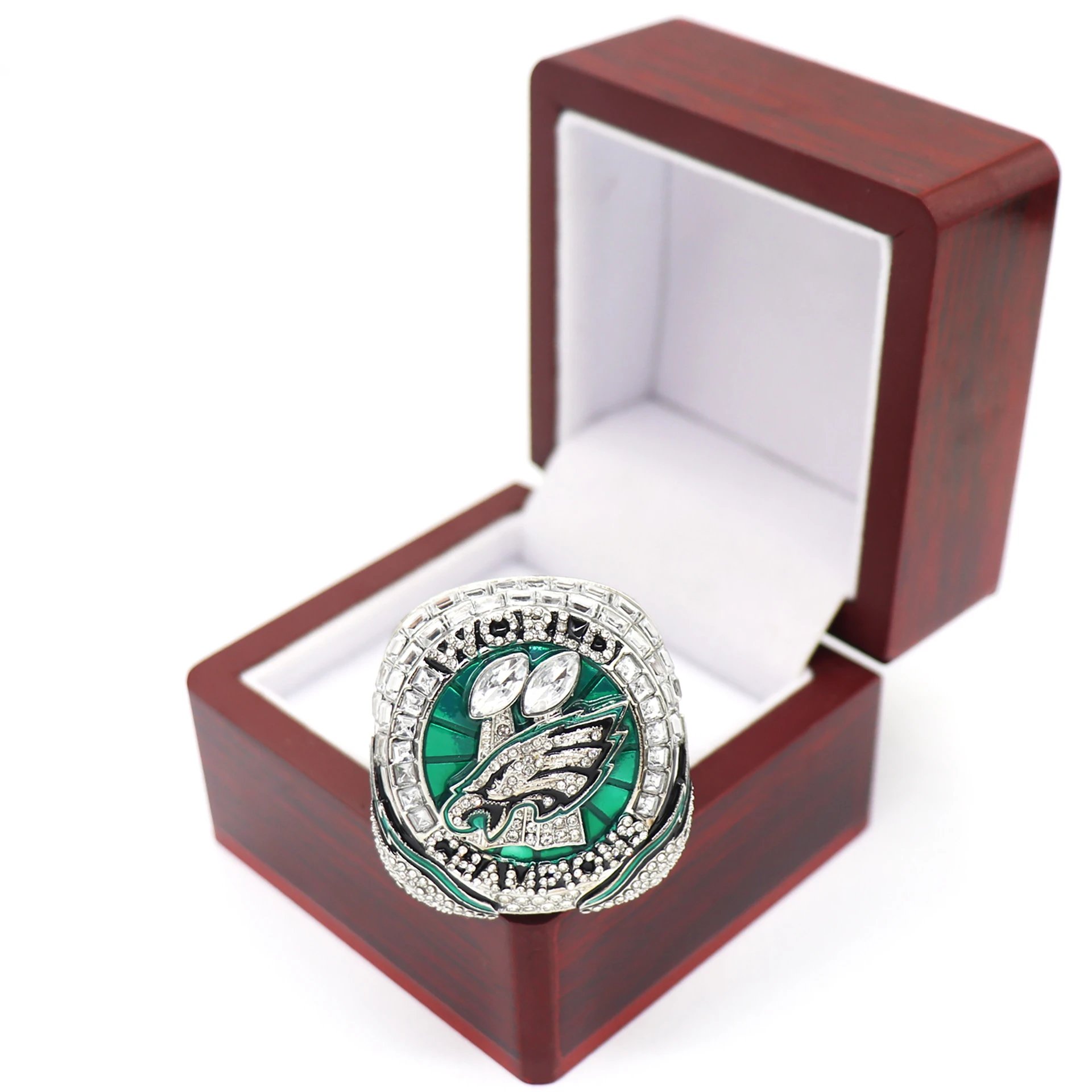 Design Philadelphia Eagles Super Bowl LII Championship Ring Hurts Edition Silver Green Black Ring Jewelry - 9