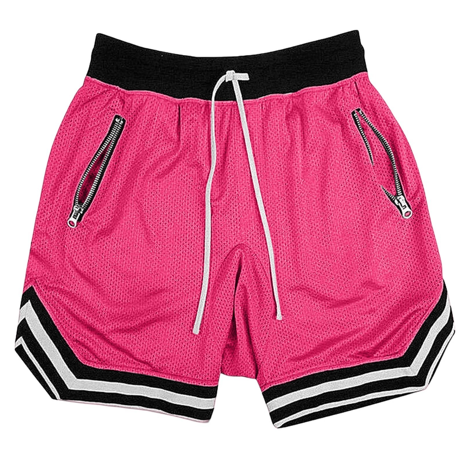 Design Mesh Shorts with Zipper Pockets and Striped Hem in Pale Yellow - 23