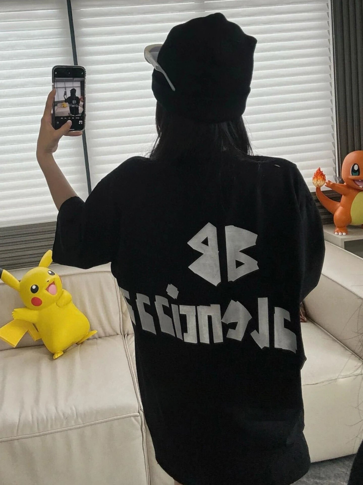 Balenciaga Logo Print Oversized Black T-Shirt - 4