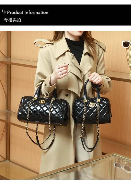 Chanel Quilted Boston Bag Burgundy Leather Handbag - 5