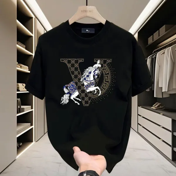 Design YZEE MC V Horse Graphic T-Shirt White T-Shirts - 9