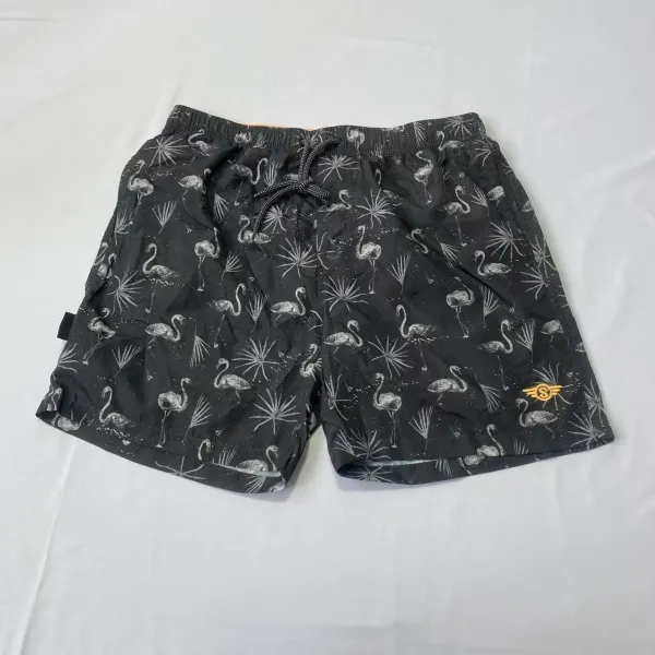 Design Striped Swim Trunks Rust and White Shorts Swimwear - 5