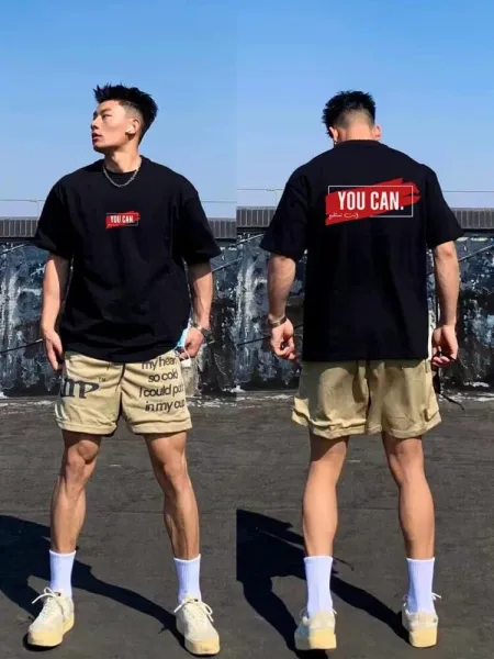 Design WILDX 'You Can' Graphic T-Shirt White + Cargo Shorts Gray + WILDX Socks White Sneakers T-Shirts - 10