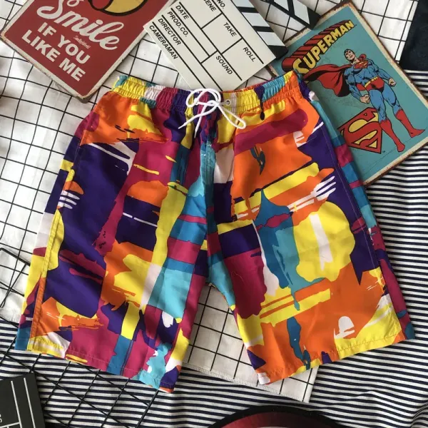 Design Shark Print Swim Trunks Green Shorts Swimwear - 15