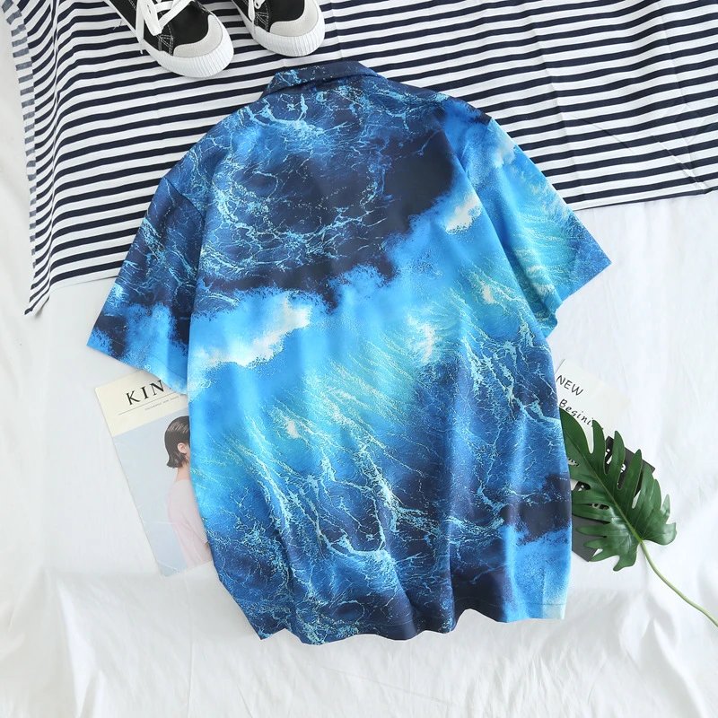 Design Purple Tiger Print Short-Sleeve Button-Up Shirt - 28