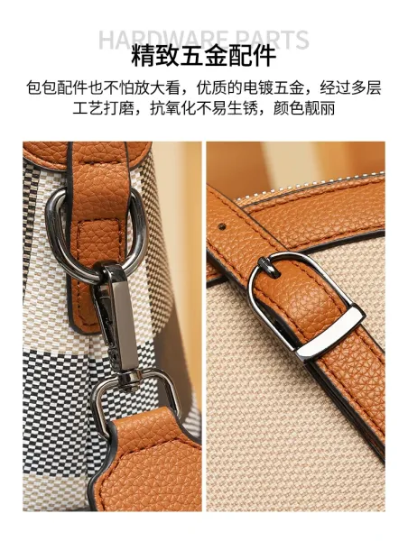 Burberry Check Print Boston Bag Tan Handbags - 8