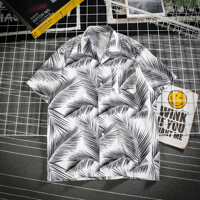 Design Purple Tiger Print Short-Sleeve Button-Up Shirt - 39