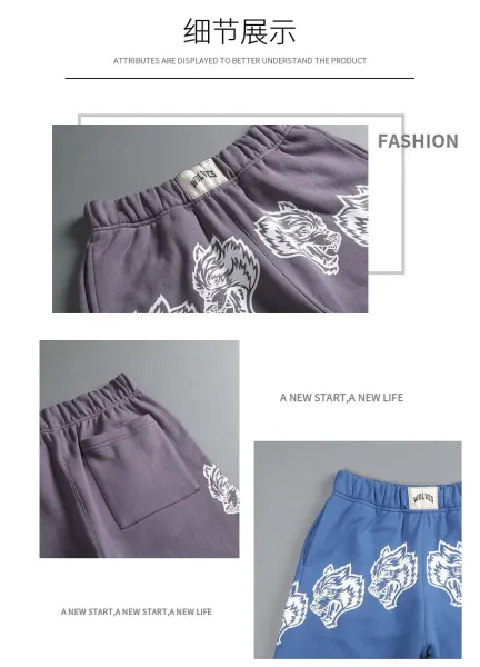 Wolves Club Wolf Head Print Black Shorts - 5