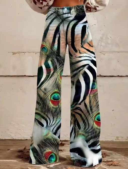 Design Floral Print Wide-Leg Jeans Multicolor - 19
