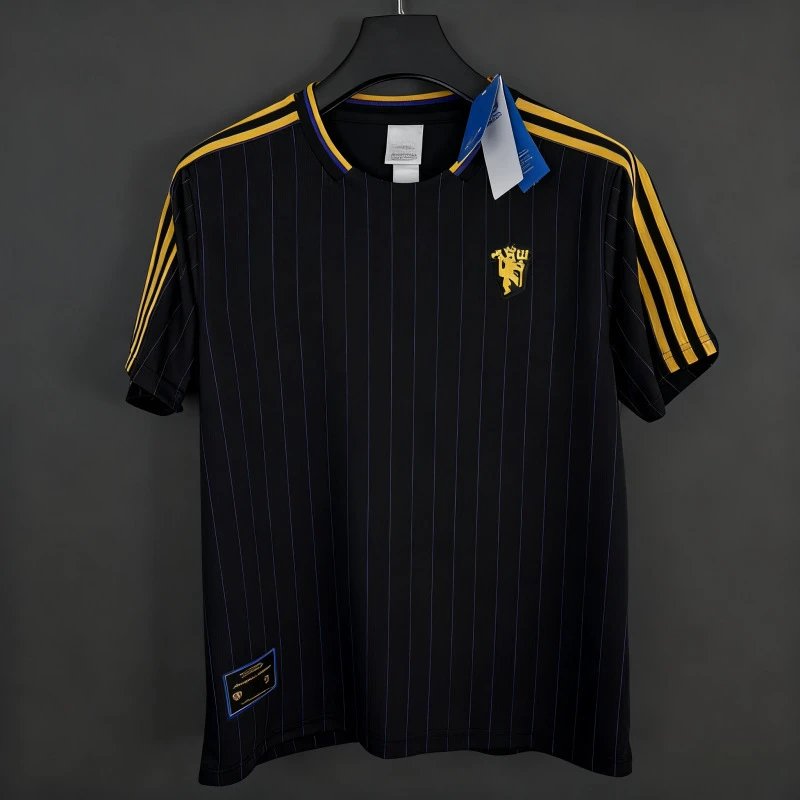 Manchester United x Adidas 2023-24 Away Jersey Black Pinstripe