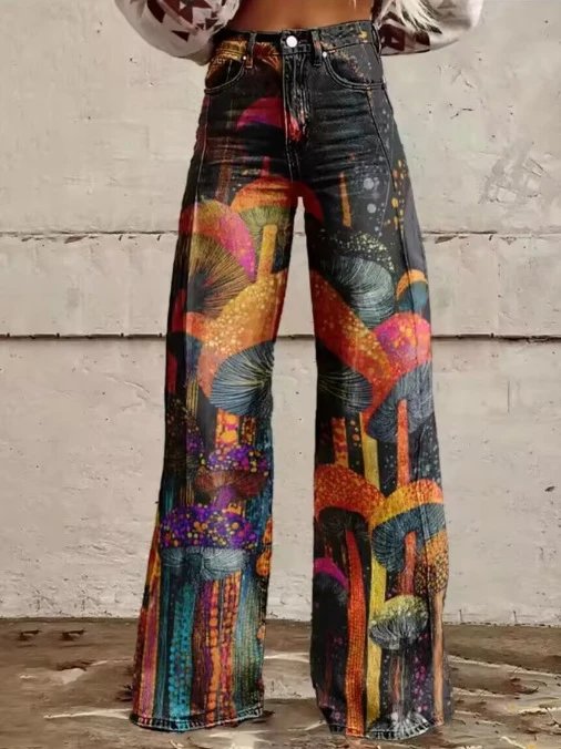 Stone Island Printed Wide-Leg Jeans Blue - 16
