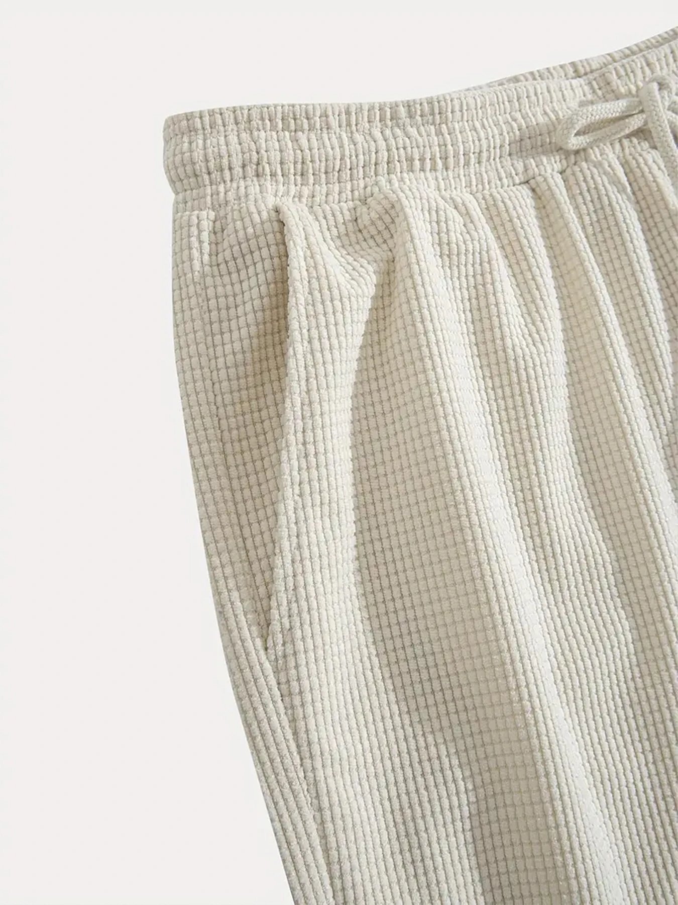 Design Waffle Texture Drawstring Shorts Olive Green Shorts - 6