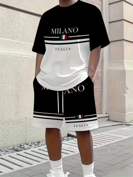 Design New York 23 Graphic Set Black Red White T-Shirt and Shorts - 2