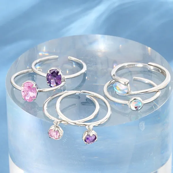 Design S925 Sterling Silver Multi-Stone Cluster Ring Silver Jewelry - 14