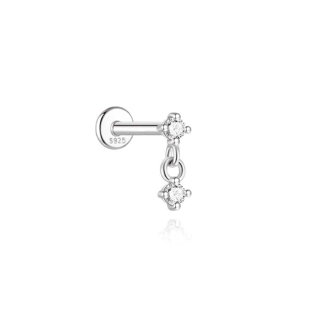 Design Sterling Silver CZ Dangle Labret Piercing Jewelry