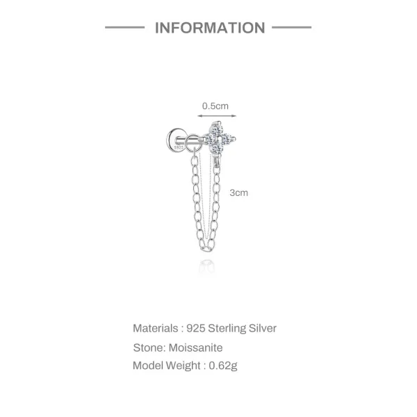 Design S925 Sterling Silver Cross Pendant Ear Cuff Jewelry - 15