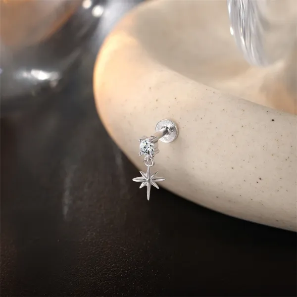 Design S925 Sterling Silver Cross Pendant Ear Cuff Jewelry - 50