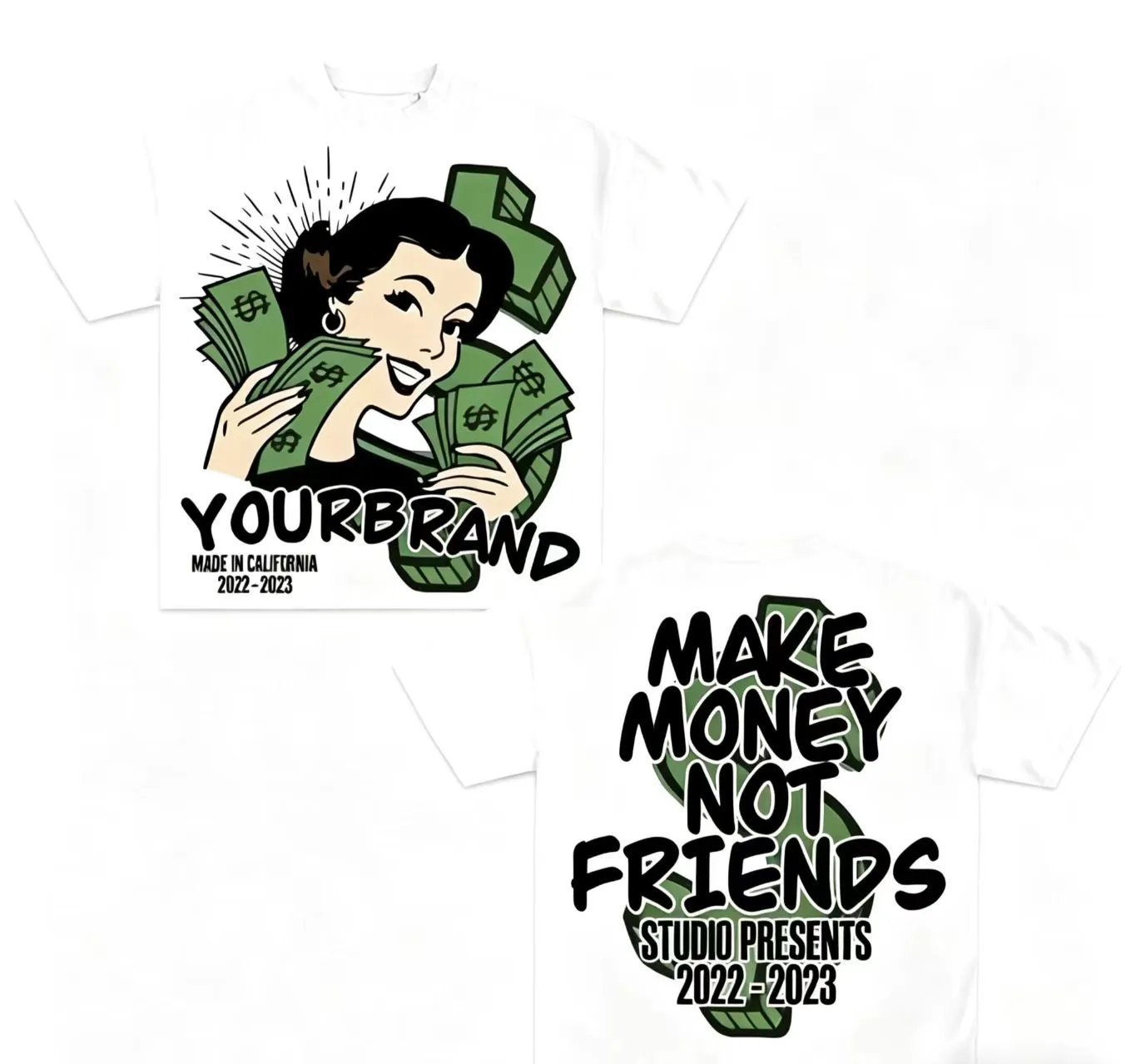 Design Fake Money Graphic Print Black T-Shirt Tops.t Shirts - 9