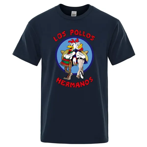 Design Los Pollos Hermanos Graphic T-Shirt Navy T-Shirts - 1