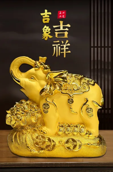 Design Golden Elephant Lucky Money Box Decorative Storage Accessories - 2