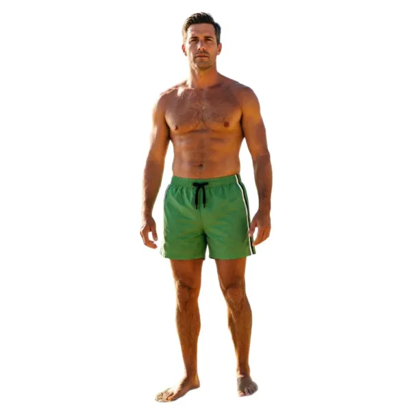 Design Striped Swim Trunks Rust and White Shorts Swimwear - 10