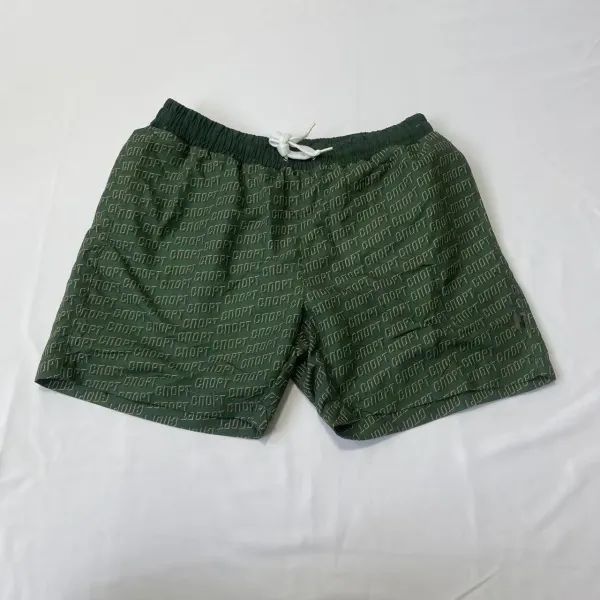 Design Striped Swim Trunks Rust and White Shorts Swimwear - 14