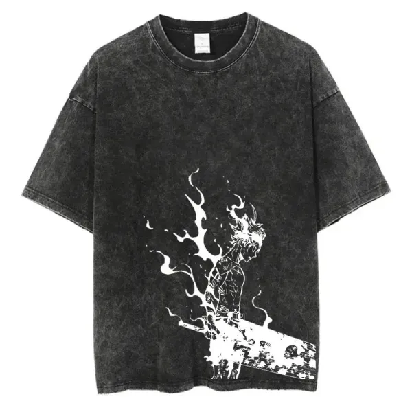 Design Acid Wash Graphic T-Shirt Black - 1