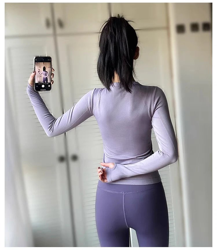 Design Long-Sleeve Mock Neck Base Layer Top in Lilac - 13