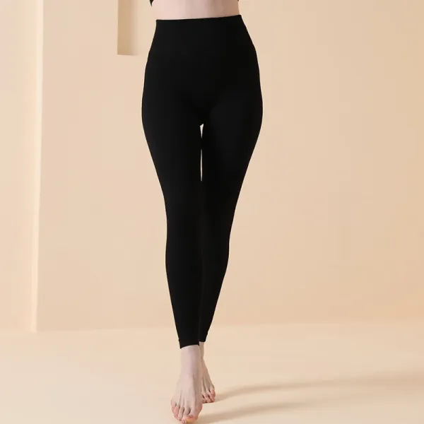 Design Ribbed High-Waist Black Leggings - 1