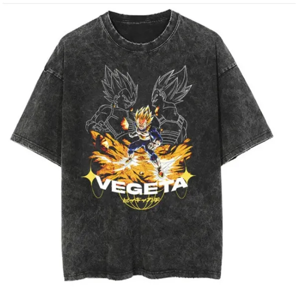 Design Dragon Ball Z Vegeta Graphic Acid Wash T-Shirt T-Shirts - 1