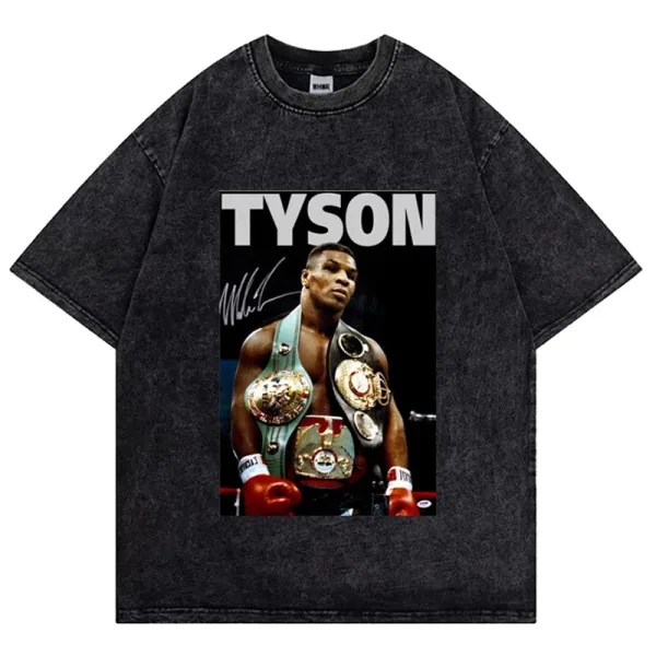 Design Tyson Boxing Champion Graphic Oversized T-Shirt Black - 1