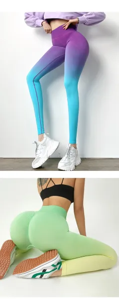 Design Gradient Ombre Leggings Mint to Lime Green Leggings - 12