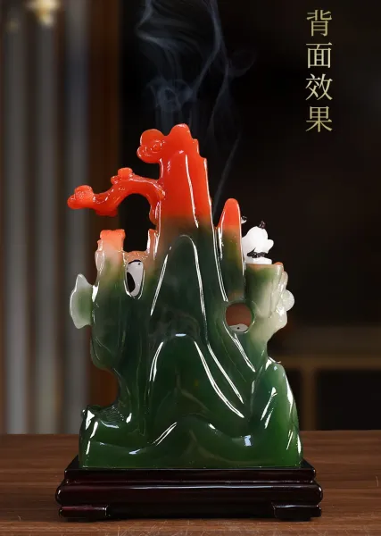 Design Three Deer Jade Mountain Sculpture with Auspicious Inscriptions Decorative Figurine Accessories - 10