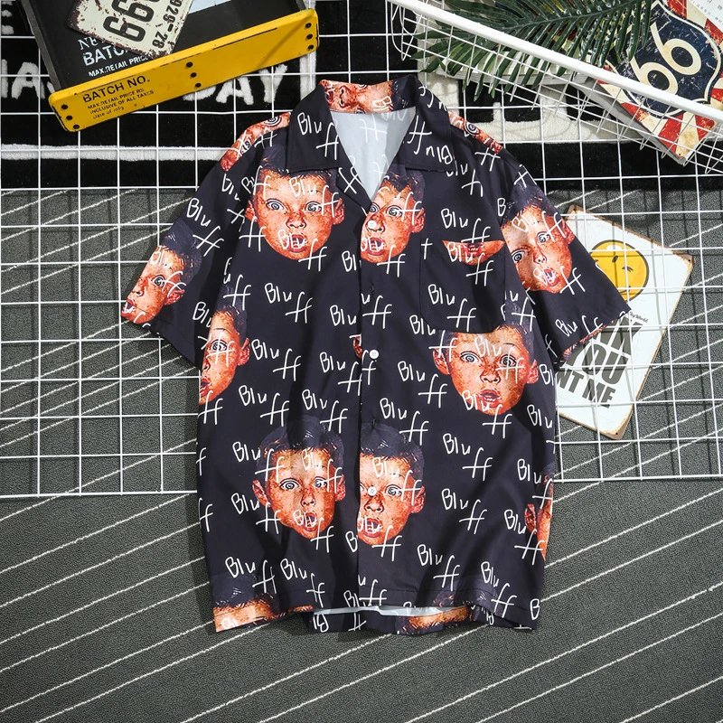 Design Purple Tiger Print Short-Sleeve Button-Up Shirt - 15